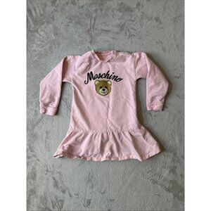 Moschino Girls Toddler Dress Pink Bear Logo Size 3T
